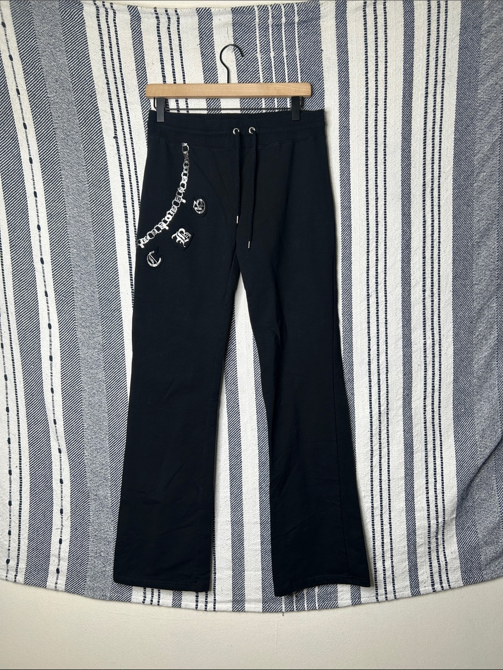 Y2K BCBGMaxAzria Silver Chain Graphic Sweatpants